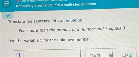 4 more than the product of a number and 3 equals 6 .